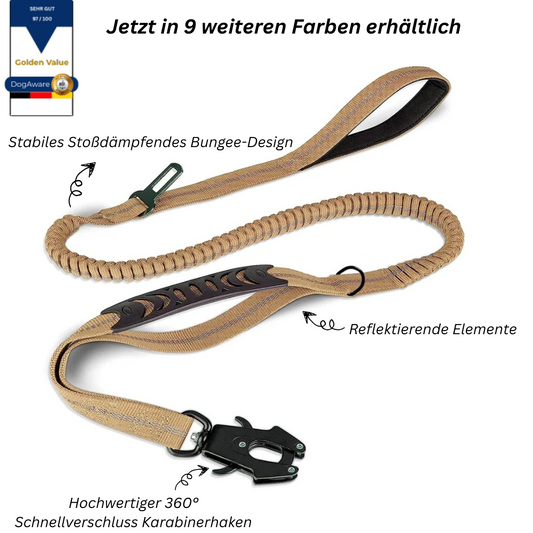 4 in 1 Extra stabile Hundeleine für große Hunde – Reißfest, reflektierend, stoßdämpfend + 360° Karabinerhaken