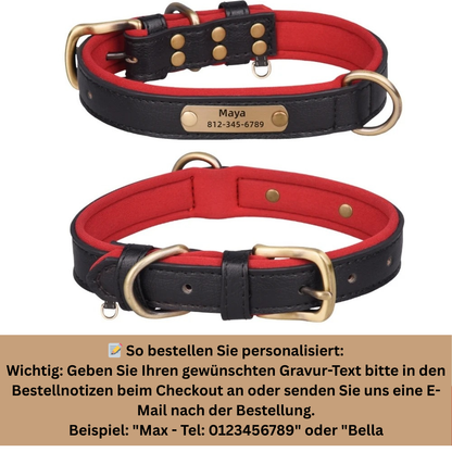 Personalisiertes, individuelles Leder-ID-Namensschild-Hundehalsband, weich gepolsterte Hundehalsbänder, kostenlose Gravur mit Namen für kleine, mittelgroße und große Hunde