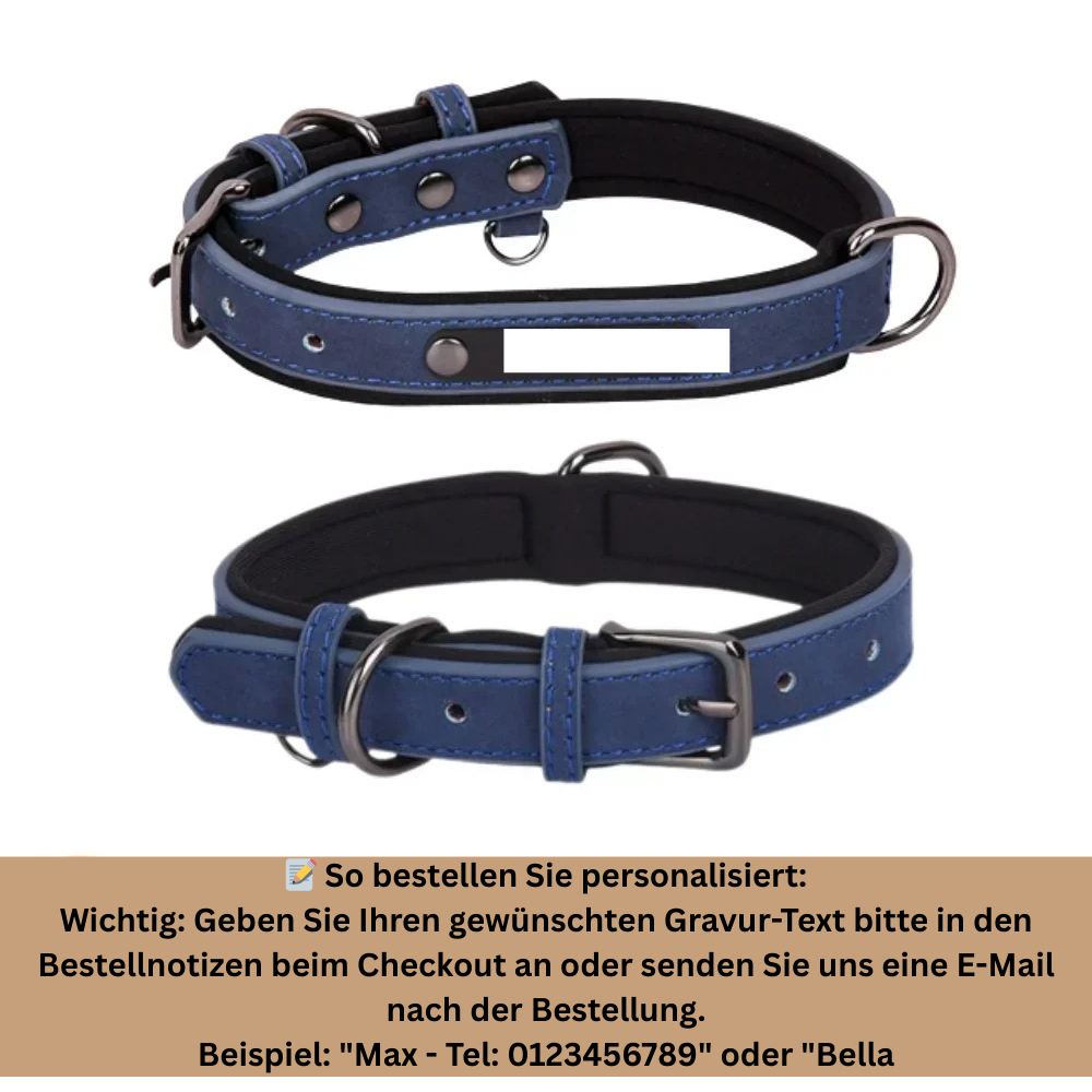 Personalisiertes, individuelles Leder-ID-Namensschild-Hundehalsband, weich gepolsterte Hundehalsbänder, kostenlose Gravur mit Namen für kleine, mittelgroße und große Hunde