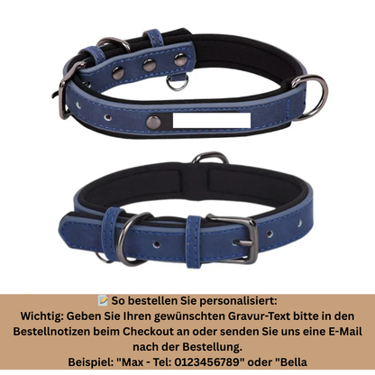 Personalisiertes, individuelles Leder-ID-Namensschild-Hundehalsband, weich gepolsterte Hundehalsbänder, kostenlose Gravur mit Namen für kleine, mittelgroße und große Hunde