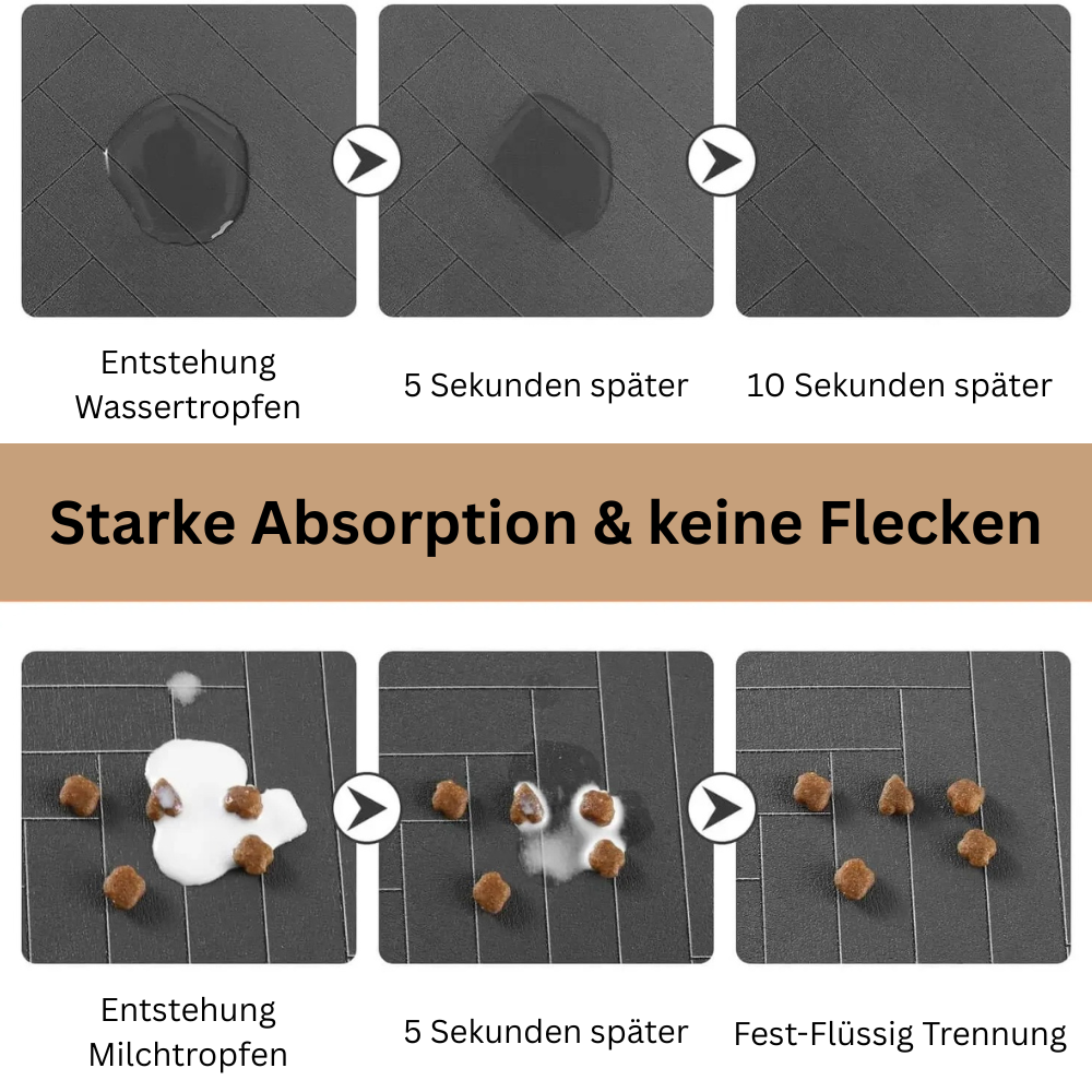 Saugfähige Haustier-Futtermatte - Wasserdichtes Tischset für Hunde und Katzen