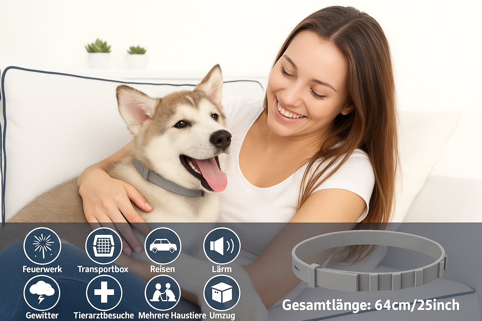 Beruhigendes Hundehalsband mit natürlichen Inhaltsstoffen - 4er Set für Angstlinderung bei Hunden